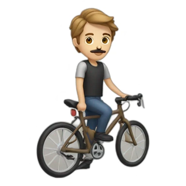 young Man with moustache on a bike,light brown hair sticker