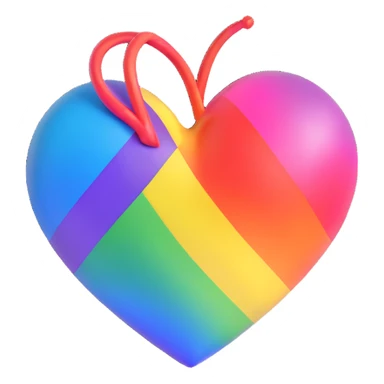 3D emoji style rainbow heart with iridescent highlights sticker