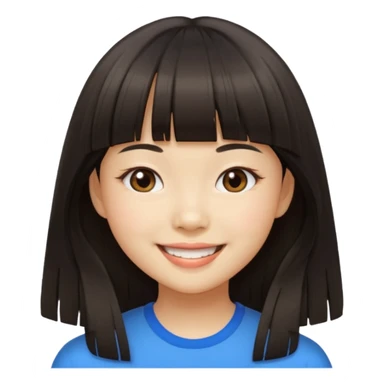 asian girl blunt fringe long hair sticker