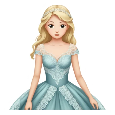 A woman thinks about a dress sticker