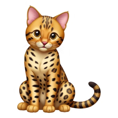 cinematic-[Bengal cat]-realistic-full-body-sitting-emoji,-tail-curled-playfully-around-its-paws,-head-tilted-dramatically,-sleek-[leopard patterned]-fur,-simplified-yet-hilariously-adorable-features,-highly-detailed,-glowing-with-an-almost-sarcastic-glow sticker