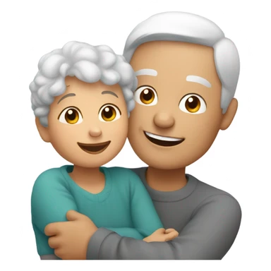 A grandson hugging his grandma sticker