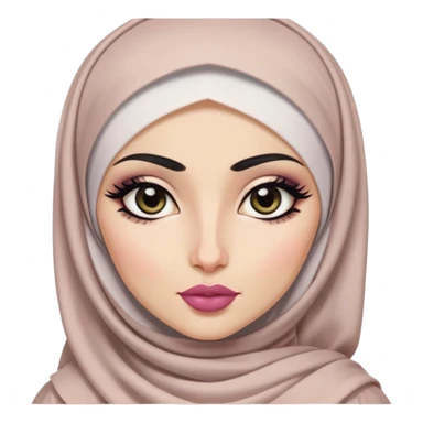 hijabi, pretty big lips, arab clothes, pale skin,  dark eyes, pretty bratz baddie, black eyeliner. Arab nose sticker