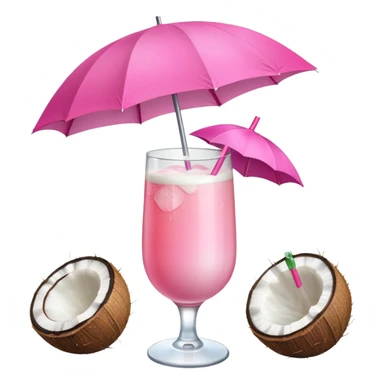 coconut drink with pink umbrella sticker