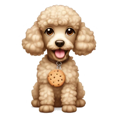 Cute poodle with cookies all in beige colors sticker