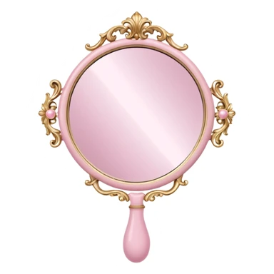 vintage rococo pale pink inflatable puffy hand held mirror sticker