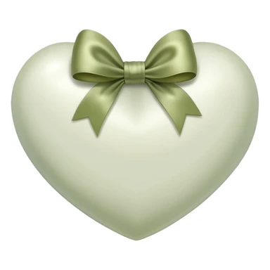 white heart with pale olive bow sticker