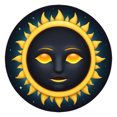 Eclipse – Dark moon covering sun, glowing corona, no face sticker
