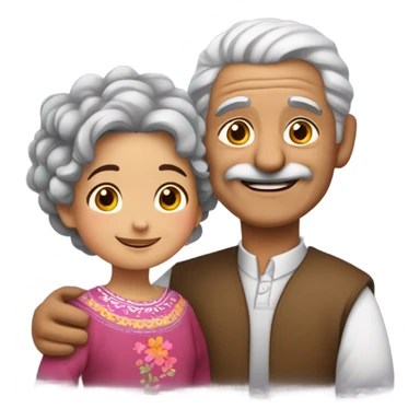 Old Mexican hugging little girl  sticker