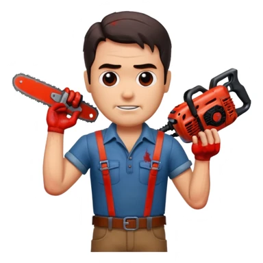  ash from the movie evil dead  movie Emoji with change all in the place of his right hand sticker
