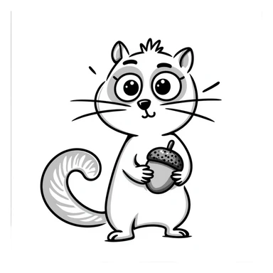 Hand-drawn confused squirrel with spiral eyes and dizzy expression sticker