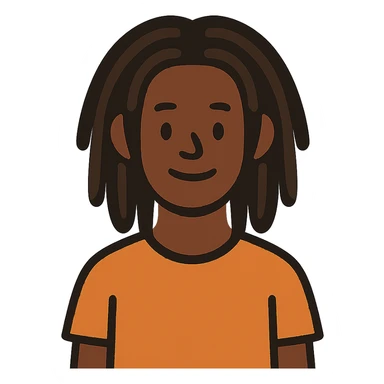 flat toon style guy with dreadlocks sticker