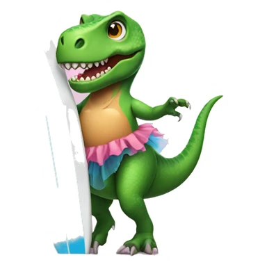 T-rex wearing a tutu on a surfboard sticker