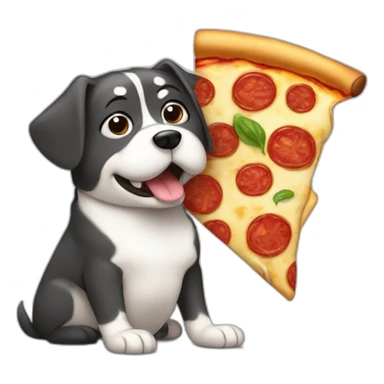 Chien qui mange une pizza sticker