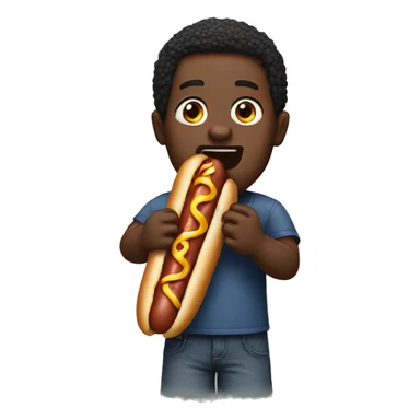 A black men eating a hotdog  sticker