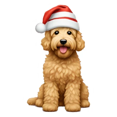 a golden doodle with a beige christmas hat on and mini uggs on his feet sticker