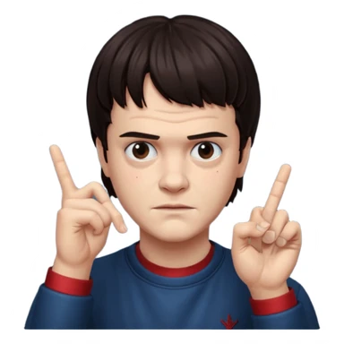 Eddie the freak from stranger things with his iconic hand sign like this "🤟" behind his head sticker