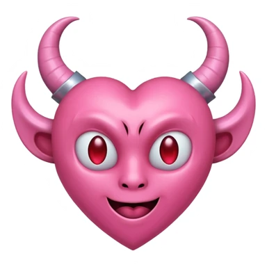 a plain pink heart with demon horns on it, no face sticker