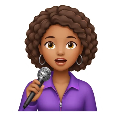 African American girl singing with microphone in her hand Abe music notes everywhere sticker