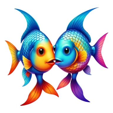 fishes kissing sticker