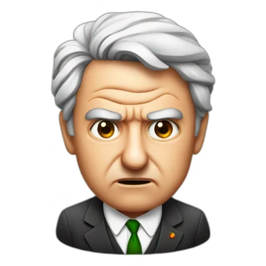 Angry Italian prime minister with a peach sticker