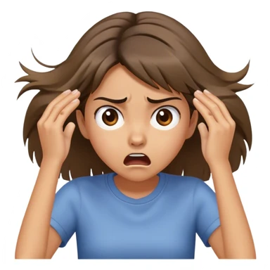 
The girl runs her hands down her hair and is very surprised and angry, her hands are down at the tips, she is tearing her hair straight, she is angry, she is in shock sticker