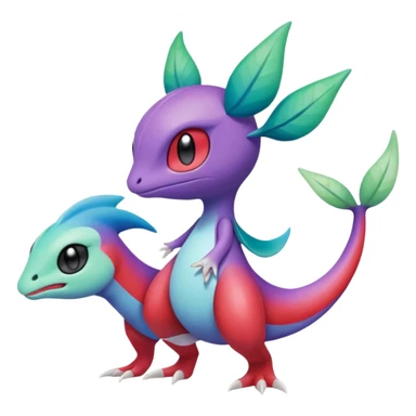 Purple-red-blue-white-gradients Meloetta-Larvitar-Axew-Grovyle-Pokémon-Fakémon-creature sticker