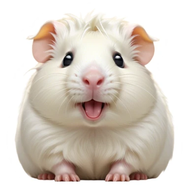 Cinematic Cute Yawning White Guinea Pig Portrait Emoji, Head tilted slightly with a dramatic, wide-open yawn, revealing a soft, downy white coat with tiny drooping ears, round dark eyes barely open in drowsy contentment, Simplified yet irresistibly adorable features, highly detailed, glowing with a soft, cozy glow, high shine, relaxed yet expressive, stylized with a touch of whimsy, bright and endearing, soft glowing outline, capturing the essence of a sleepy yet affectionate guinea pig, so drowsy it feels like it could stretch right out of the screen and curl up for a nap! sticker