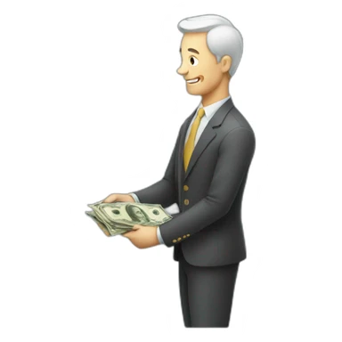 Man giving money sticker