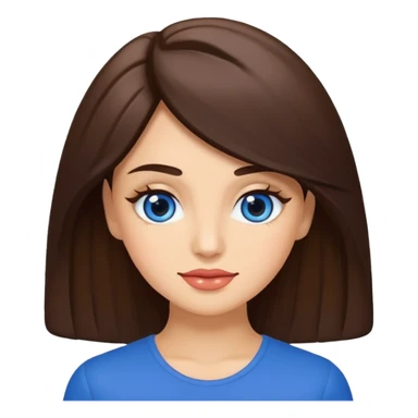 Memoji piel morena ojos cafés cabello largo color azul con esté 🖕🏻emoji sticker