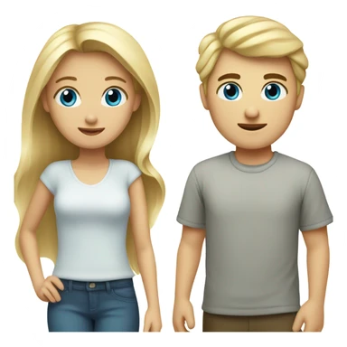 A blonde haired girl with her boyfriend who was dark colored hair. They both have blue eyes  sticker