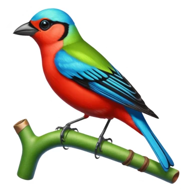 Still life, hyperrealistic, bold and bright, highly detailed, Red-necked Tanager, 8k. No emoji icons, no emoji faces, no human figures  sticker