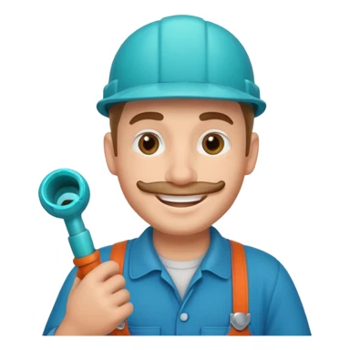 plumber holding a turquoise pipe, simple and clear sticker