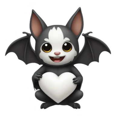 bat holding white heart sticker
