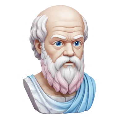 marble statue of Socrates with beard and wise expression, classical Greek philosopher bust, soft pastel colors in light pink and blue tones sticker