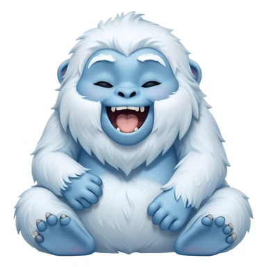 Cinematic Cute Yawning Yeti Portrait Emoji, with a charming, fluffy, snow-dusted figure in gentle whites and cool blues, head tilting back in a wide, endearing yawn with softly closed, peaceful eyes and a content little smile, simplified yet irresistibly adorable, highly detailed with a soft, frosty glow and outline capturing the serene slumber of a yeti! sticker