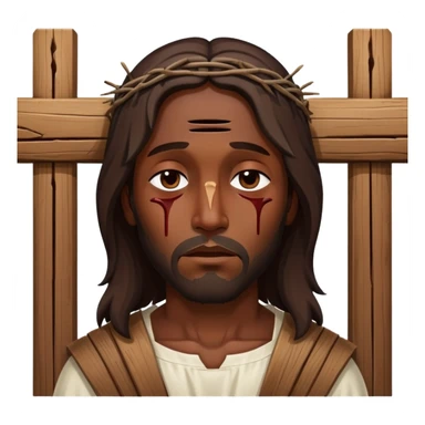 Dark skin Jesus injuries eyes closed on cross sticker
