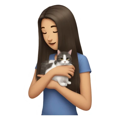 Long hair girl petting a cat sticker