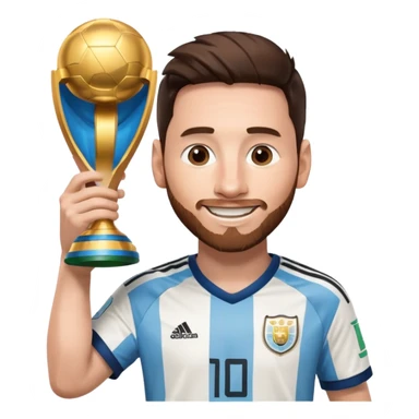 Messi holding the world cup trophy sticker