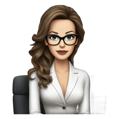 Hyper Realistic photo Kate Beckinsale blue eyes wearing glasses in a business meeting high fashion  sticker
