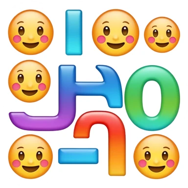 Emoji word “Metafora”, each letter as a metaphor, glossy emoji style, bright gradient, rounded vector, transparent background, PNG sticker
