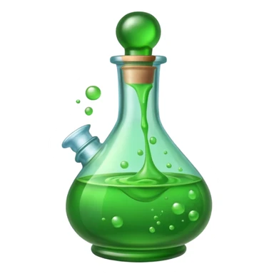 Glass potion bottle with green liquid sticker