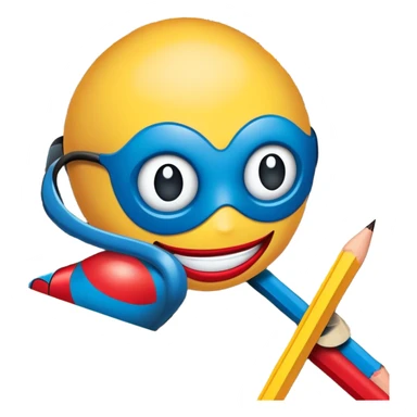 Create a vibrant emoji representing comic books and graphic novels. The design should feature a large, open comic book or vintage comic magazine with pages displaying classic comic art, with text. The comic pages should have bold, dynamic panels and action scenes. Include a pencil writing on the pages, but without a hand, to symbolize the artistic creation of comics. Use bright colors like red, blue, and yellow, with a retro feel to the design. Make the background transparent. sticker