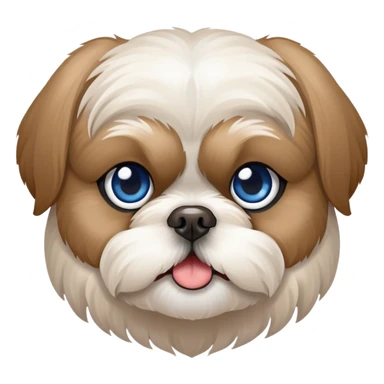 Beige and white Shih Tzu with one blue eye and one brown  sticker