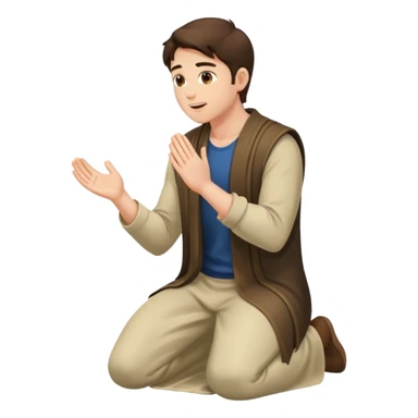 Brunette man kneeling worshipping  sticker