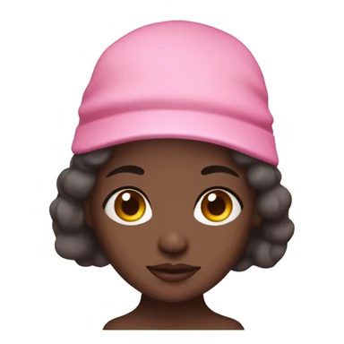 Dark complexion girl sleeping in a pink cap bonnet  feminine  sticker