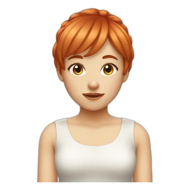 red haired girl with bangs and wink sticker