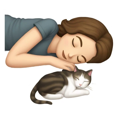 white Girl and cat sleeping sticker