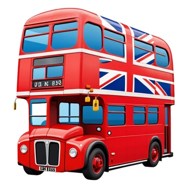 Union Jack flag, double decker bus sticker