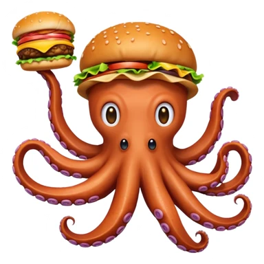 octopus emoji with hamburger sticker